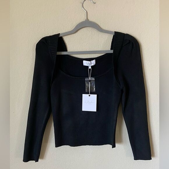 NWT L’Academie Rory Black Sweater Crew Scoop Size S - Picture 3 of 6